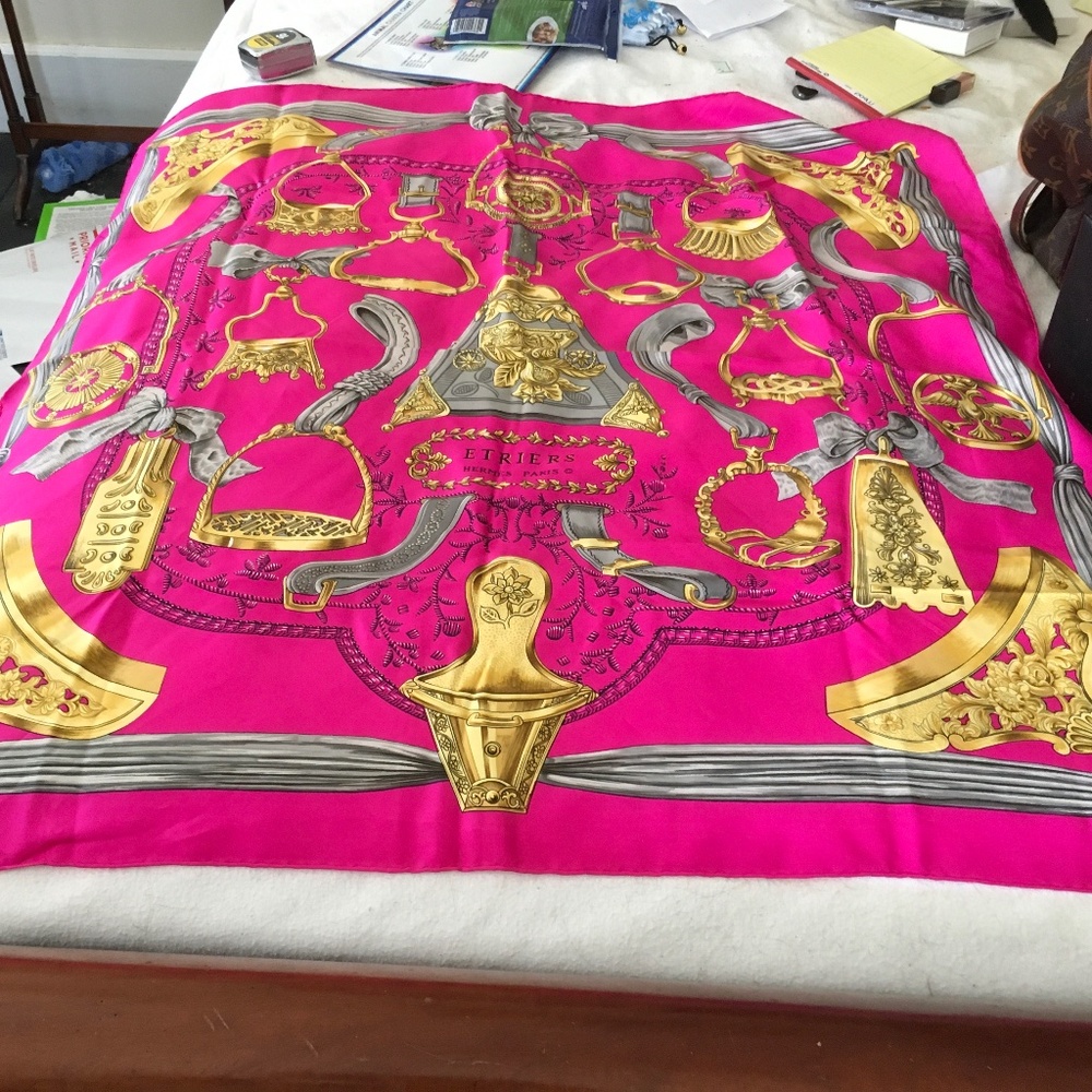 A rare. Vintage  magenta Hermes scarf